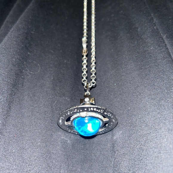 Vintage Westwood Silver and Blue Orb Crystal Long Necklace - Picture 7 of 7